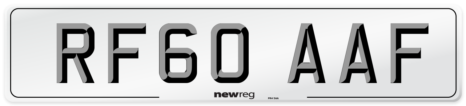 RF60 AAF Number Plate from New Reg